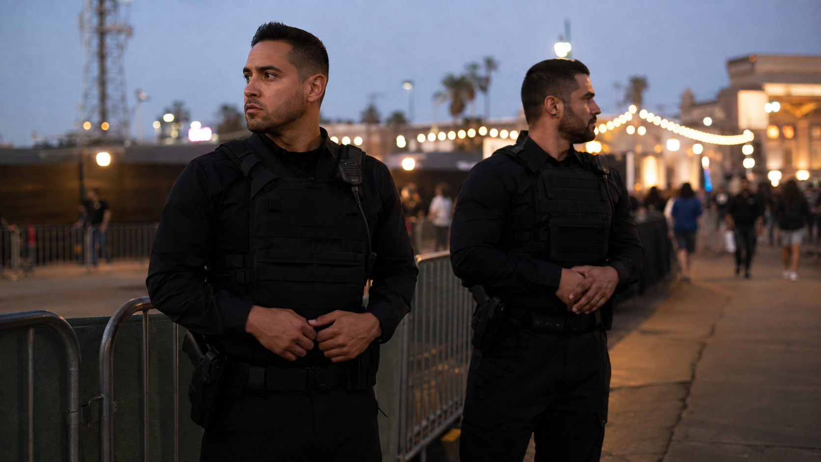 Valcor security officers holding a controlled event perimeter